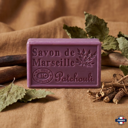 Savon de Marseille Artisanal Patchouli – Huile d’Olive BIO – 125g - J'achète français - DAMPA1975