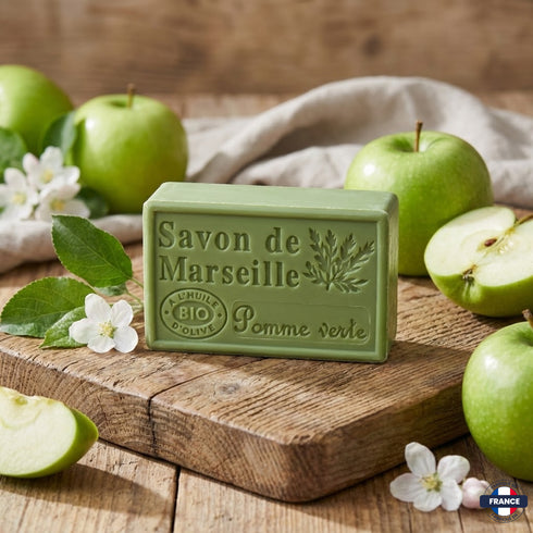 Savon de Marseille Artisanal Pomme Verte – Huile d’Olive BIO – 125g - J'achète français - DAMPA1975