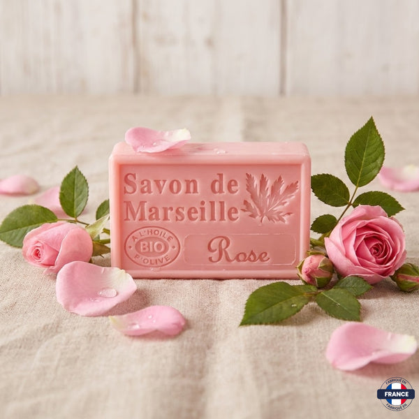 Savon de Marseille Artisanal Rose – Huile d’Olive BIO – 125g - J'achète français - DAMPA1975