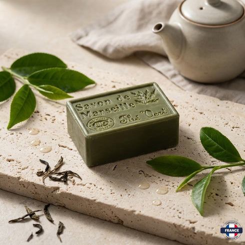 Savon de Marseille Artisanal Thé Vert – Huile d’Olive BIO – 125g - J'achète français - DAMPA1975