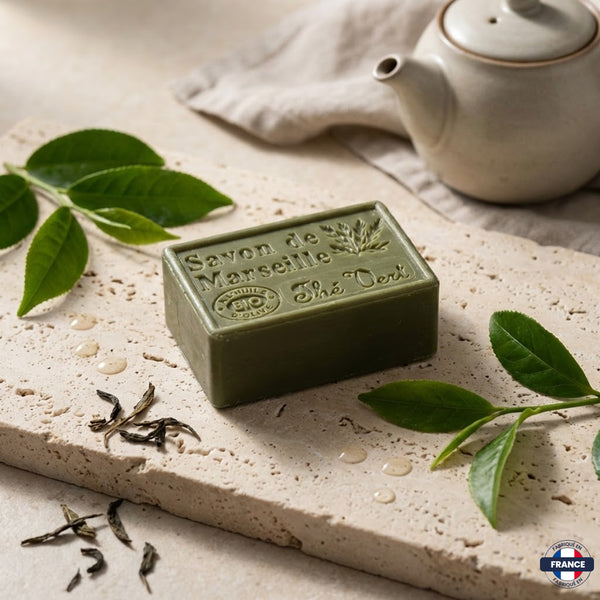 Savon de Marseille Artisanal Thé Vert – Huile d’Olive BIO – 125g - J'achète français - DAMPA1975