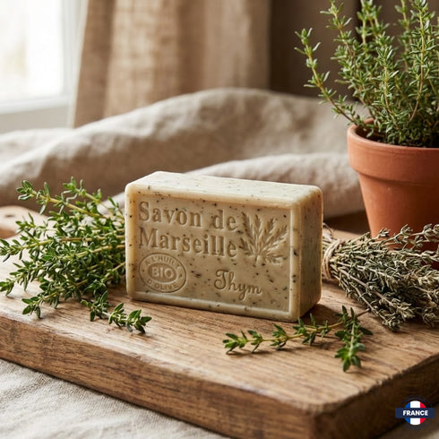 Savon de Marseille Artisanal Thym – Huile d’Olive BIO – 125g - J'achète français - DAMPA1975