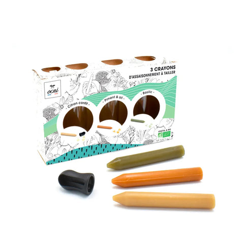 Coffret Découverte Bio 3 Crayons d'Assaisonnement (Citron, Basilic, Piment/Ail)