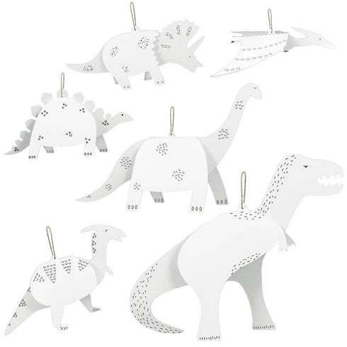 Les 6 dinosaures en papier montés, prêts à colorier