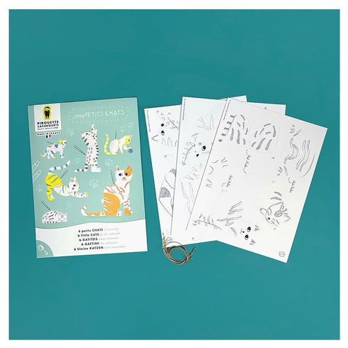 Contenu de l'atelier : planches de chats prédécoupées et fil doré