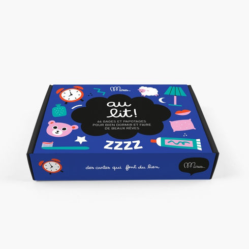 Jeu Au lit ! de Minus : cartes de discussion et de gages pour le coucher