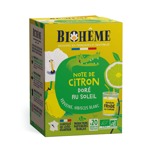 Infusion Citron doré au soleil Bio – Biohème (20 sachets) - J'achète français - Biohême