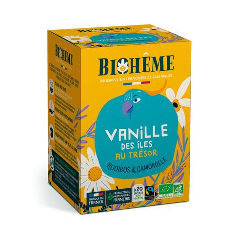 Infusion Vanille des îles au trésor Bio – Biohème (20 sachets) - J'achète français - Biohême
