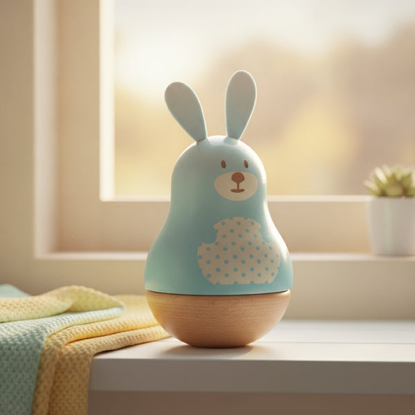 Boîte à musique en bois Boizoos, Raoul le lapin en situation