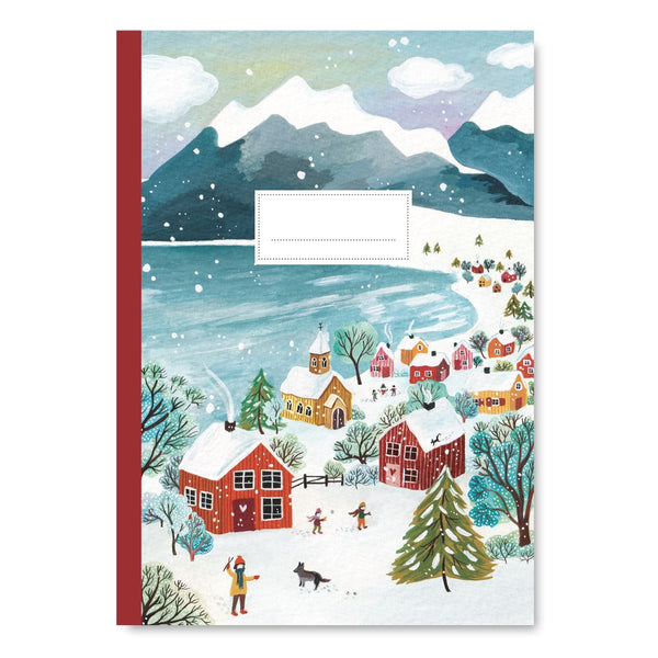 Cahier A5 Pascale Éditions, couverture village sous la neige