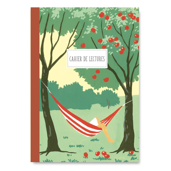 Cahier de lecture Pascale Éditions, couverture hamac sous les pommiers