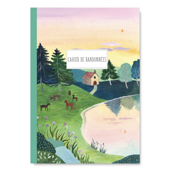 Cahier de randonnée Pascale Éditions, couverture lac de montagne au lever du jour
