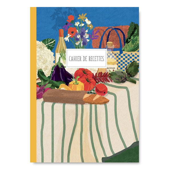 Cahier de recettes Pascale Éditions, couverture étal de légumes du marché