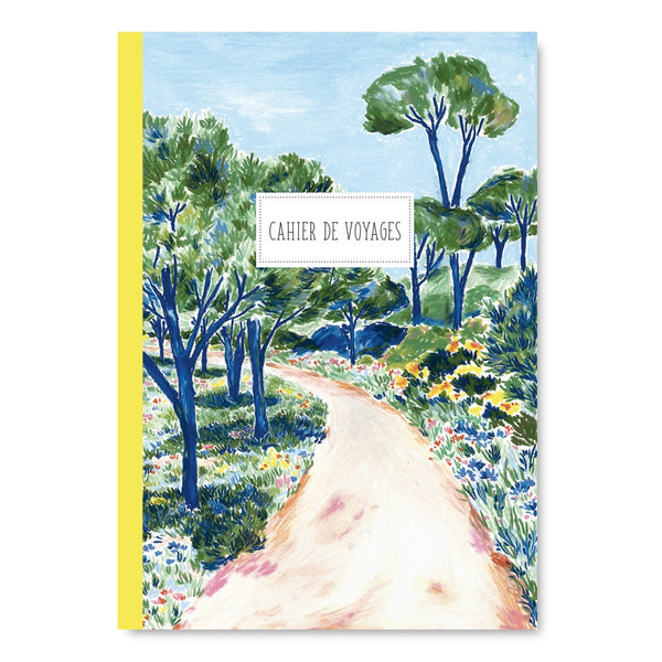Cahier de voyages Pascale Éditions, couverture chemin sous les pins