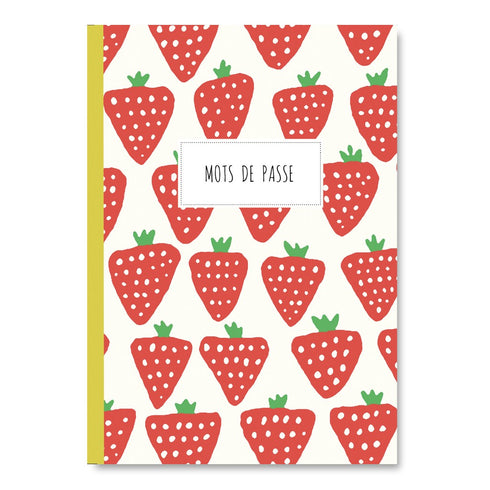 Carnet de mots de passe Pascale Éditions, couverture fraises