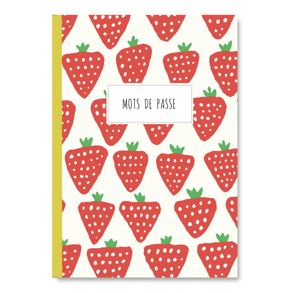 Carnet de mots de passe Pascale Éditions, couverture fraises