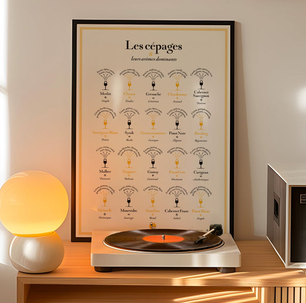 Les Cépages et leurs arômes dominants - affiche 50 × 70 cm