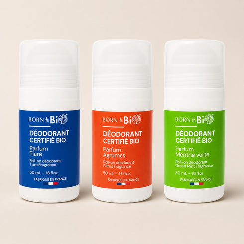 Les déodorants bio Born to Bio Tiaré, Agrumes et Menthe verte