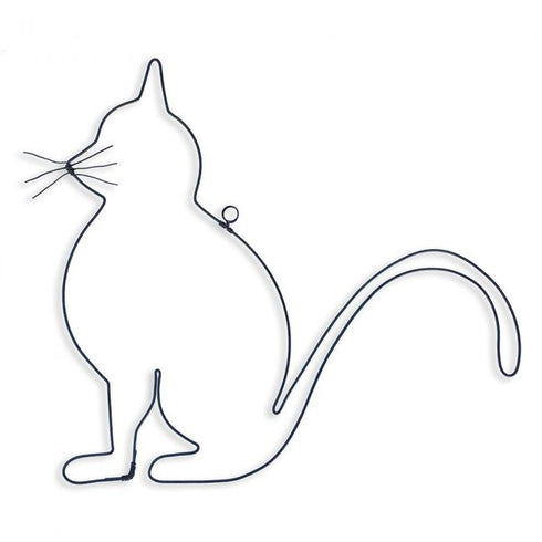 Chat assis en fil de fer - Bijoux de Mur