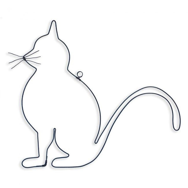 Chat assis en fil de fer - Bijoux de Mur