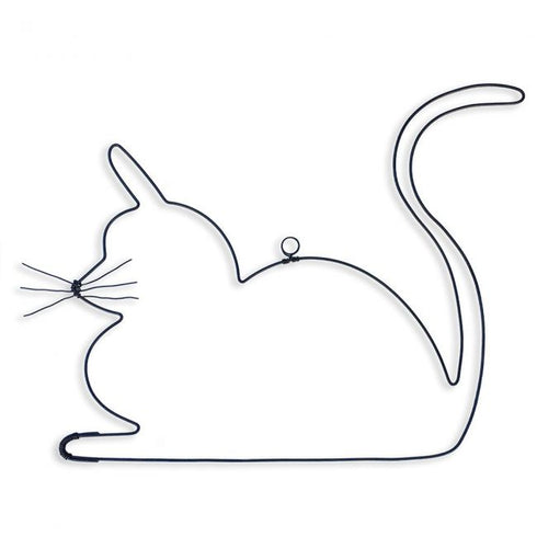 Chat couché en fil de fer - Bijoux de Mur