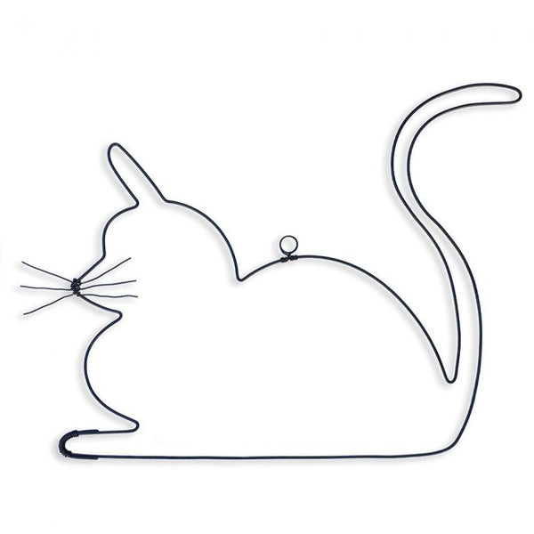 Chat couché en fil de fer - Bijoux de Mur