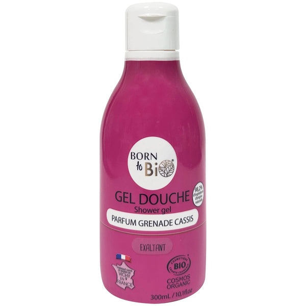 Gel douche bio Grenade cassis Born to Bio, flacon de 300 ml