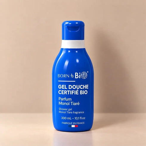 Gel douche bio Monoï tiaré Born to Bio, flacon de 300 ml