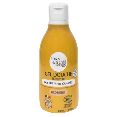 Gel douche bio Poire caramel Born to Bio, flacon de 300 ml