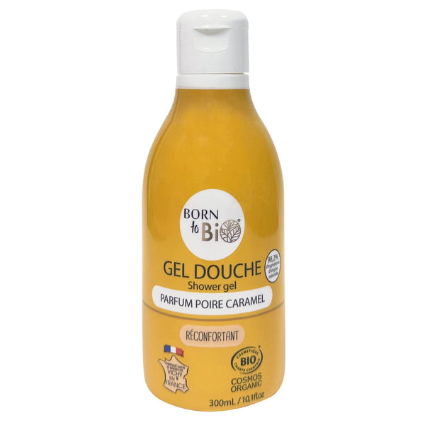 Gel douche bio Poire caramel Born to Bio, flacon de 300 ml