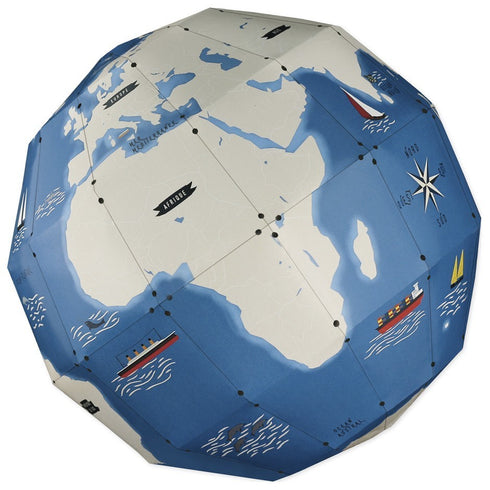 Globe terrestre en papier monté, Afrique et Europe visibles