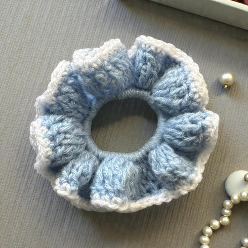 Chouchou crocheté bleu, crocheté main par Hooky Création