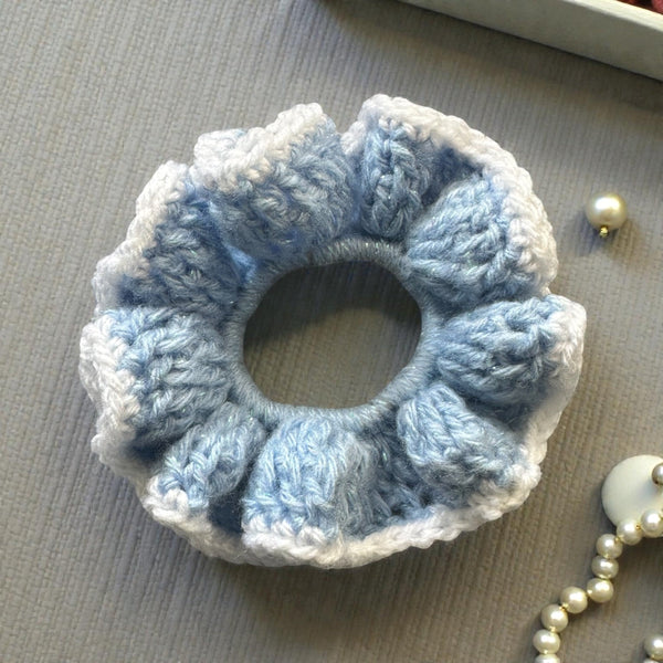 Chouchou crocheté bleu, crocheté main par Hooky Création