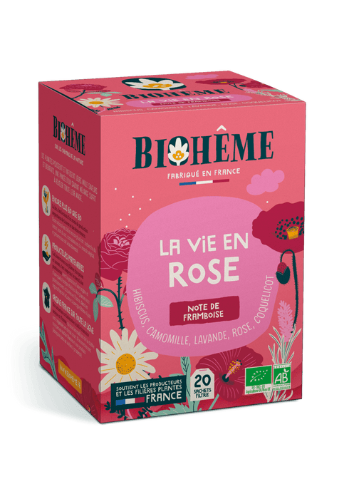 Infusion La Vie en Rose Bio – Biohème (20 sachets) - J'achète français - Biohême