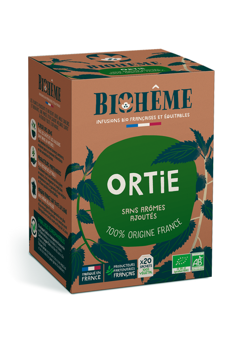 Infusion Ortie Bio – Biohème (20 sachets) - J'achète français - Biohême