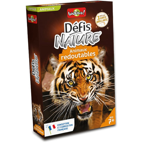 Boîte du jeu de cartes Défis Nature Animaux redoutables de Bioviva