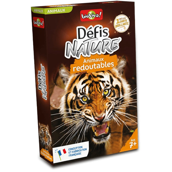 Boîte du jeu de cartes Défis Nature Animaux redoutables de Bioviva