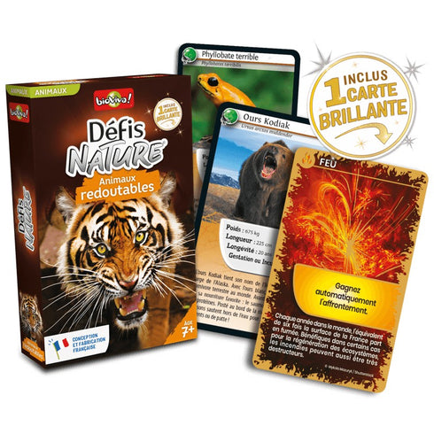 Boîte et cartes du jeu Défis Nature Animaux redoutables