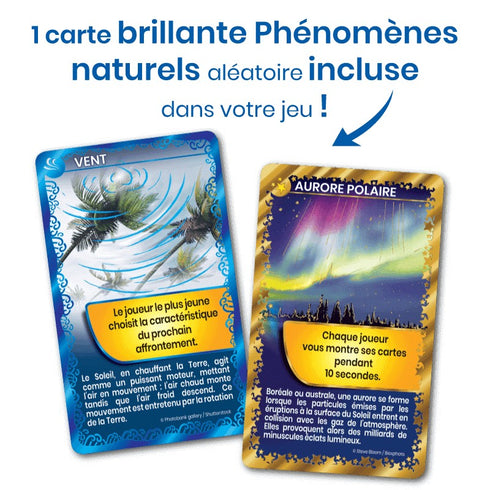 La carte spéciale tirée au hasard, glissée dans chaque boîte Défis Nature