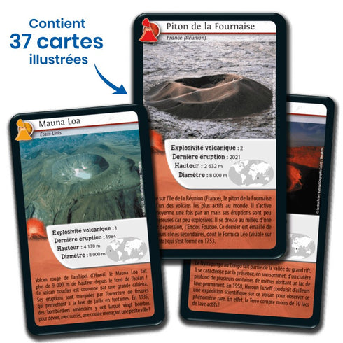 Cartes illustrées du jeu Défis Nature Volcans