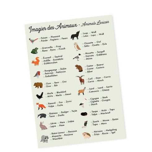 Imagier des animaux du jeu de mémoire