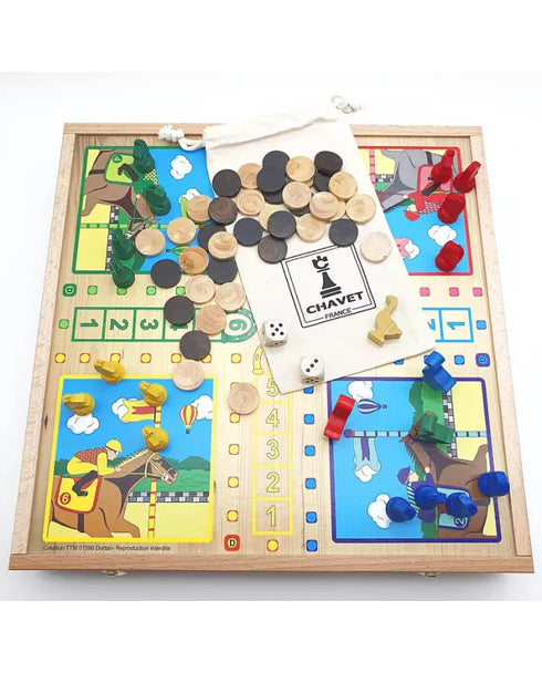Coffret 4 jeux traditionnels en bois - Chavet, fabriqué à Dortan dans l'Ain
