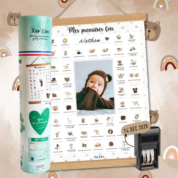 Affiche Mes Premières Fois à tamponner, modèle ourson - Keep'Love, fabriqué en France