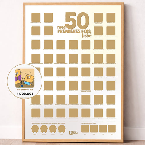 Les 50 premières fois de bébé - Poster à gratter, fabriqué en France