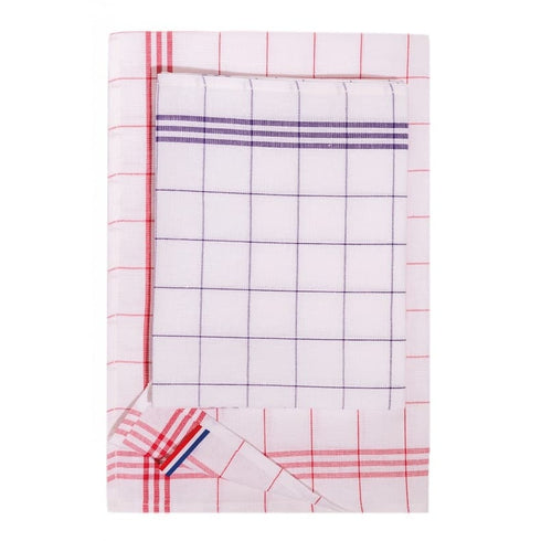 Torchon de cuisine blanc à carreaux rouges - Kariban