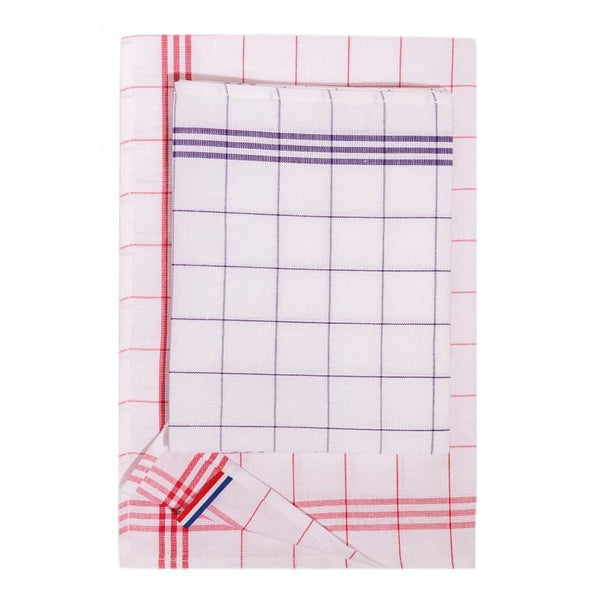 Torchon de cuisine blanc à carreaux rouges - Kariban