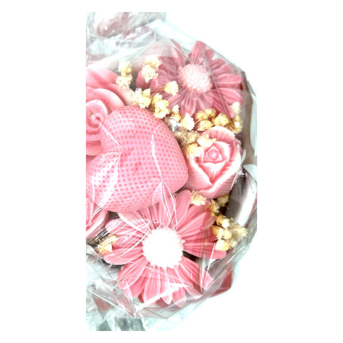 Bouquet de fondants parfumés Barbe à Papa, six fleurs en cire, Les Senteurs de Maly