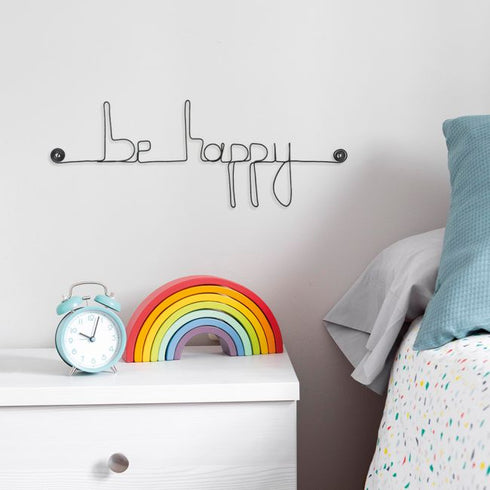 Be happy en fil de fer - Bijoux de Mur
