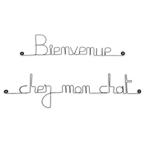 Bienvenue chez mon chat en fil de fer - Bijoux de Mur