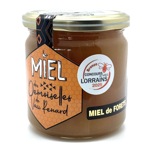 Miel de Forêt de Lorraine, pot de 500 g photographié en boutique, apiculture familiale en Lorraine
